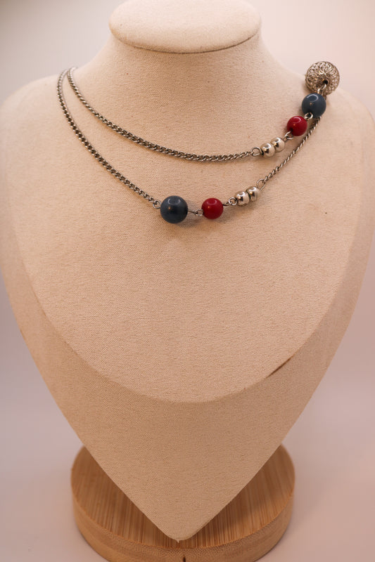 Blush & Sky Double Layer Silver Necklace