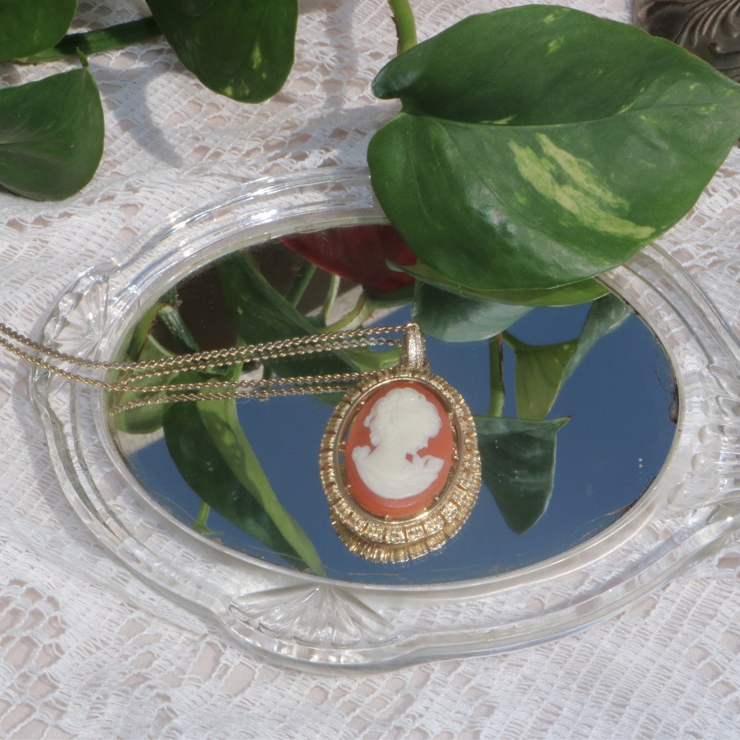Gold-Tone Cameo Pendant Necklace