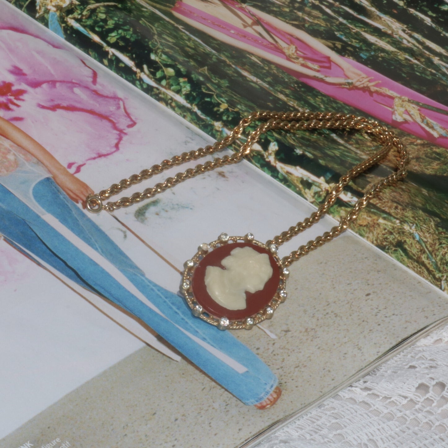 Gold-Tone Cameo Pendant Necklace