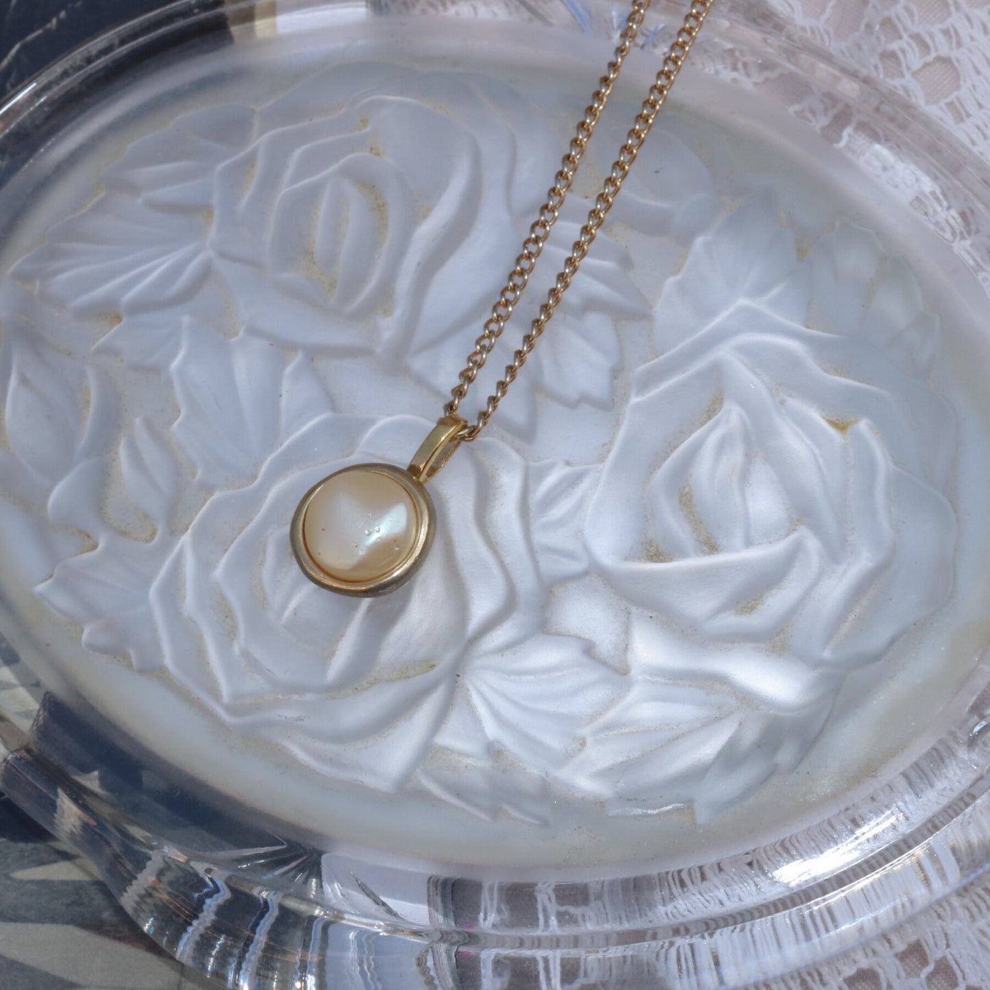 Gold-Tone Faux Pearl Drop Pendant Necklace