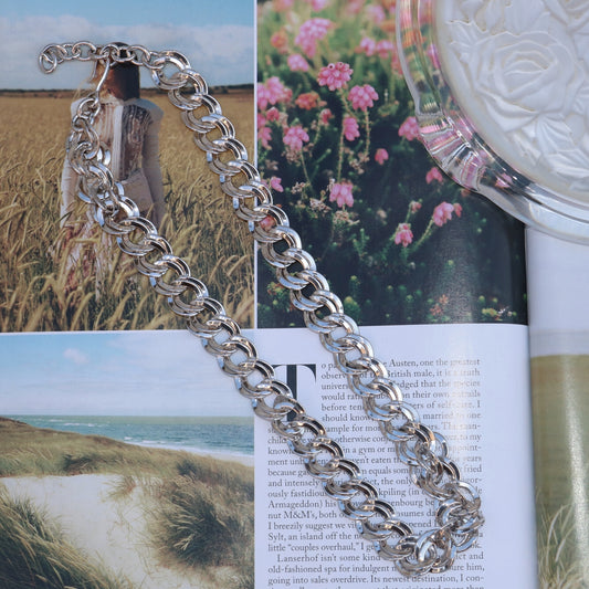 Vintage Monet Silver-Tone Chain Link Necklace
