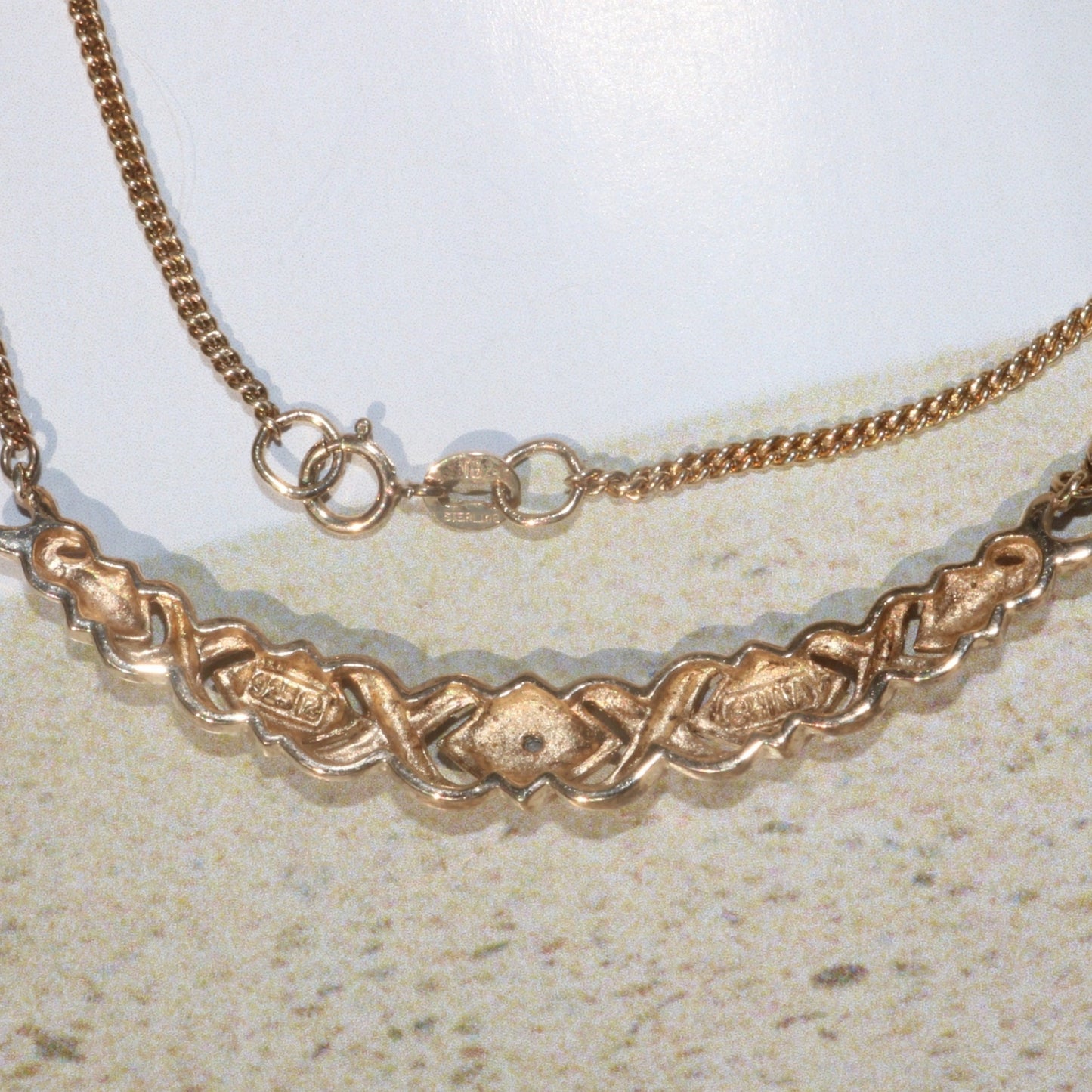 Gold-Plated Sterling Silver Bar Necklace with Diamond Accents (.925)